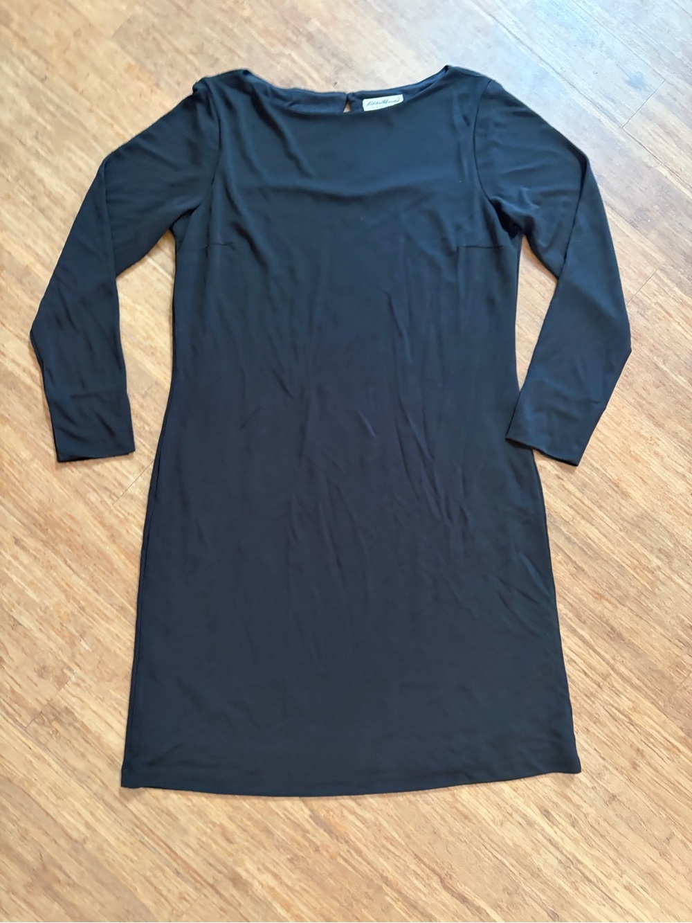 Eddie Bauer Minimalist Black Long Sleeve Boatneck Sheath Dress - Fits L